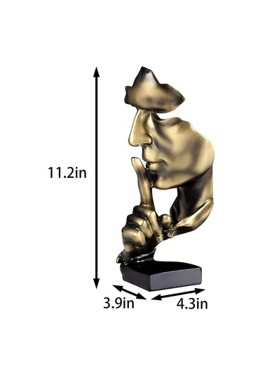 Düşünür Heykeli, Silence Altın Soyut Sanat Heykelcik, Modern Ev Reçine Heykelleri Dekoratif Nesneler Piyano Masaüstü Dekoru Yaratıcı Oda Ev, Ofis Çalışması Altın
