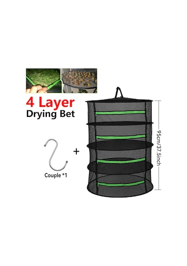 4/8 Katmanlı Bitki Asılı Kurutma Ağı Nefes Alabilen Bitki Gri - Siyah