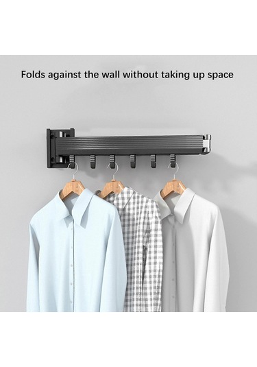 Ganzhoushop Yerden Tasarruf Sağlayan Duvara Monte Çamaşır Kurutma Rafı Katlanır Alüminyum 360 Derece Döndürülebilir Ev Bakımısiyah Çok Renkli