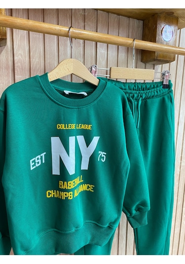 Aysbebe Snook Sloganlı Çocuk Eşofman Takım Unısex Yeşil