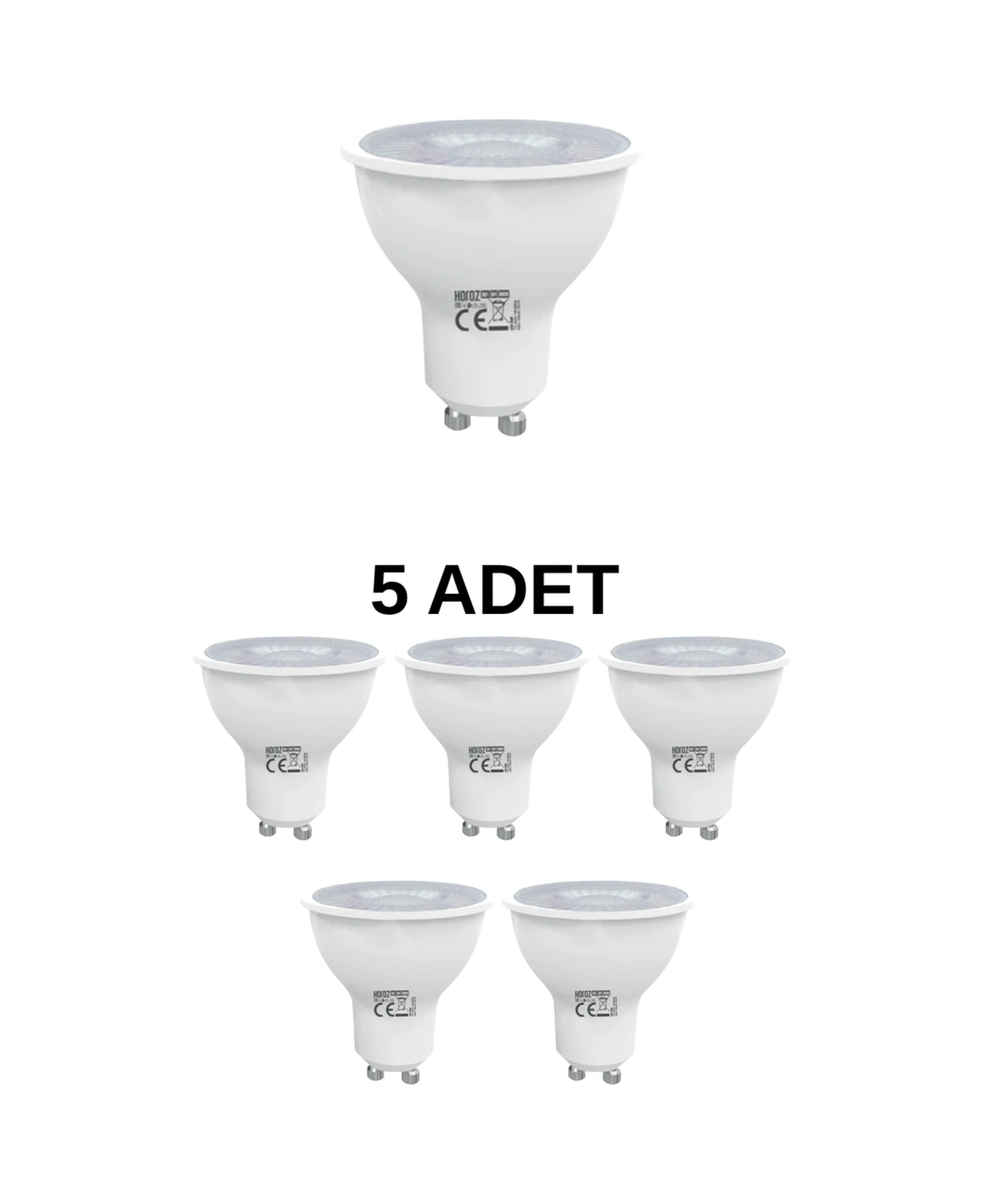 Horoz 001-064-0006 Led Ampul 6w Beyaz Işık Gu10 Duy - 5 Li Paket
