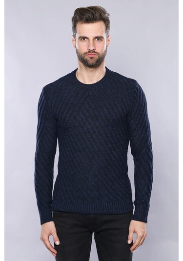 Desenli Lacivert Bisiklet Yaka Triko Wessi 001