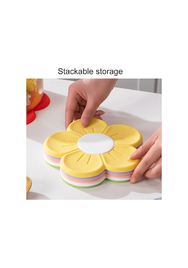 Sones 17.5cm Ev Kiraz Çiçeği Silikon Isı Yalıtım Matı Mutfak Yüksek Sıcaklığa Dayanıklı Pişirme Matı Kırmızı