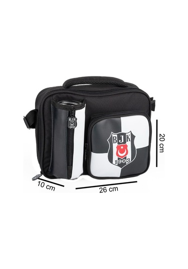 Beşiktaş 2 Bölmeli 1903 Logo Baskılı Suni Deri Anaokulu Çantası + Beslenme Çantası + Kalemlik Siyah