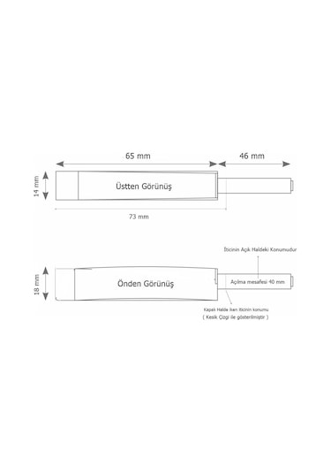 10 Adet Mıknatıslı Kapak İtici Bas Aç Kalın Tip 80 mm Gri