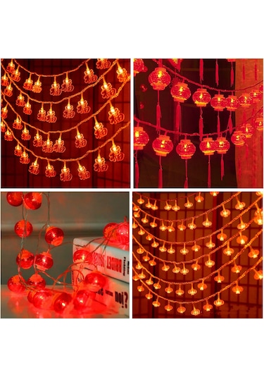 Sones 6m 40 Işık Yeni Yıl Çin Kırmızı Fener Led Işıkları Küçük Kırmızı Fener Diğer