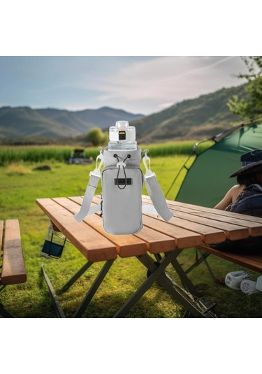 Suntek Su Şişesi Çantası Taşınabilir Tutucu Çanta Kamp Gri