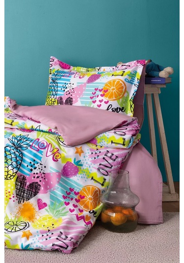 Lemonade 210 Tc 83 Tel Dijital Pamuk Saten Tek Kişilik Nevresim Takımı Çok Renkli