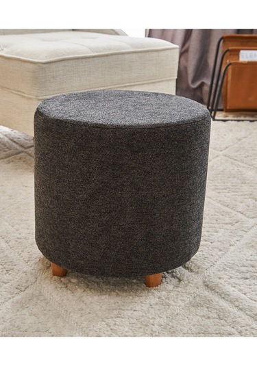 Favora Mario Ahşap Ayaklı Puf - Antrasit - Bakır Antrasit - Bakır
