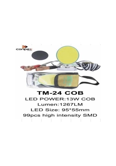 POWERMASTER TM-24 COB LEDLİ 13 WATT AKÜ MAŞALI 4 METRE KABLOLU TA Çok Renkli