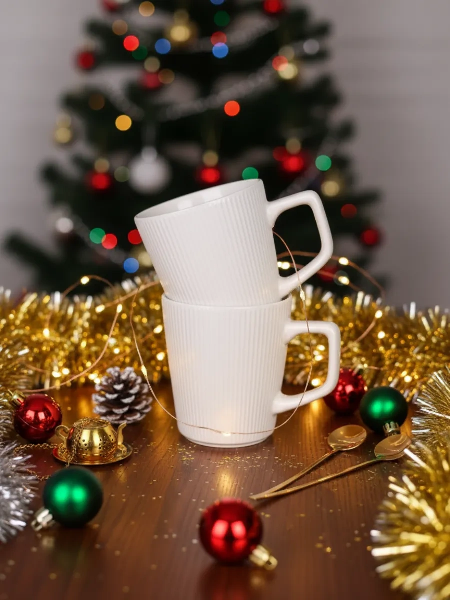 Sunny Home Çay Ve Kahve İçin 2'li Seramik Bardak Seti 244987943 Beyaz