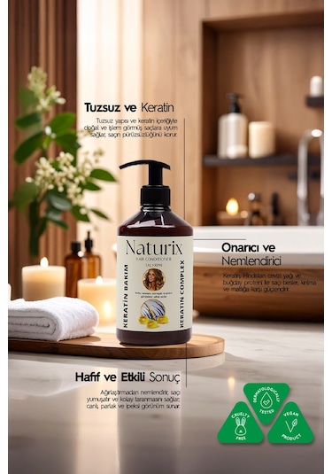 Naturix Tuzsuz Keratin Bakım Saç Kremi 500 ML