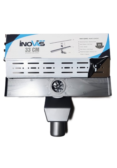 33 Cm Paslanmaz Izgaralı Lineer Duş Kanalı Koku Önleyicili