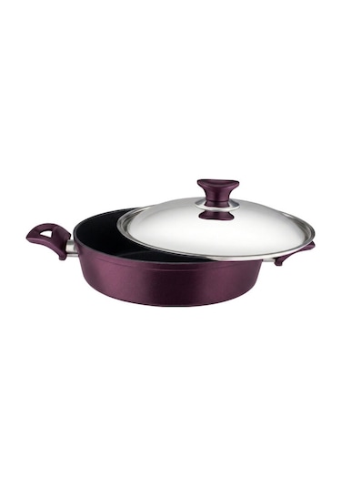 28 Cm Granit Karnıyarık & Pilav Tenceresi Çelik Kapak - Mürdüm Mürdüm