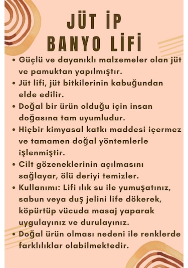 Doğal Jüt İp 3'lü Banyo Lifi Hamam Kese Seti Yüz + Vücud + Sırt - Set8