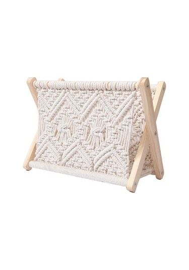 Nordic Pamuk Dokuma Depolama Sepeti Boho Makrome Magazin Raf Masaüstü Kitap Raf Dekoratif Raflar