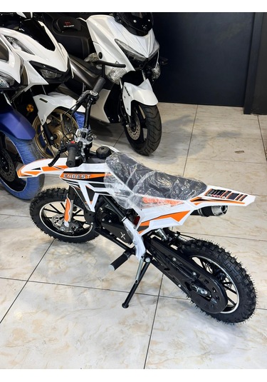 Enbest Benzınlı Çocuk Cros Motoru Hidrolik Frenler 7-17 Yaş Turuncu