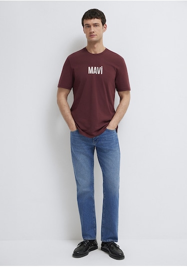 Mavi - Mavi Logo Baskılı Bordo Tişört 0613186-70396 Bordo