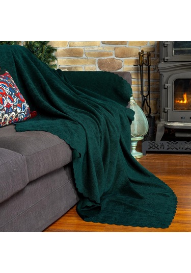 Jakarlı Şönil Koltuk Örtüsü Çekyat Örtüsü Koltuk Şalı 110x175 2 Ad. Kaymaz Zümrüt Zümrüt