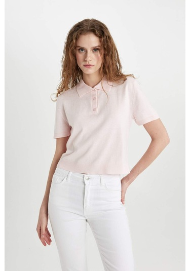 Defacto Regular Fit Polo Yaka Kısa Kollu Triko Tişört C4534AX24SMPN190 Pembe Defacto Regular Fit Polo Yaka Kısa Kollu Triko Tişört C4534AX24SMPN190 Pembe