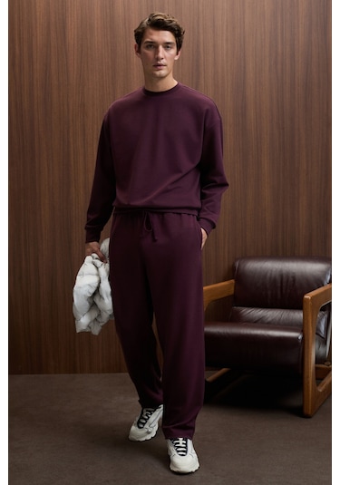 Grimelange Vıento Erkek Bisiklet Yaka Uzun Kollu Regular Fit Bordo Sweatshirt Bordo