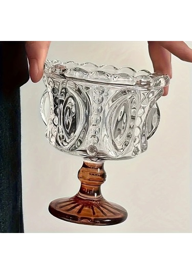 Maxaccess Siyah Noktalı 2'li Kehribar Retro Cam Dondurma Kaseleri - Yeniden Kullanılabilir Geri Dönüşümlü