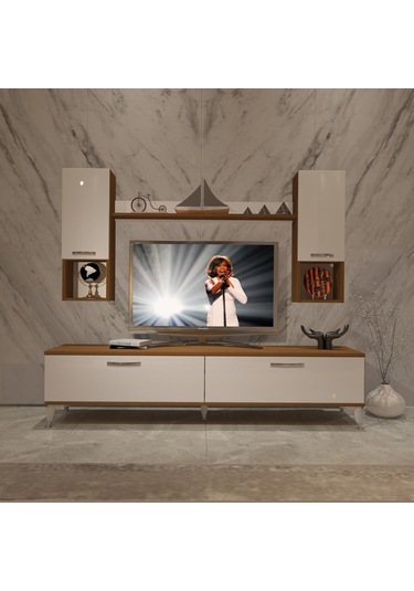 Decoraktiv Eko 5da Slm Std Silver Tv Ünitesi Tv Sehpası Ceviz - Beyaz