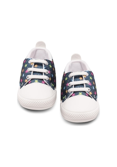 Baby Shez Yıldız Desenli Convers Bebek Patik Ayakkabı Krem