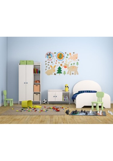 Duvar Süsü Sticker 2 Adet Ormanlı Desenli Pvc 48x33x0,5cm