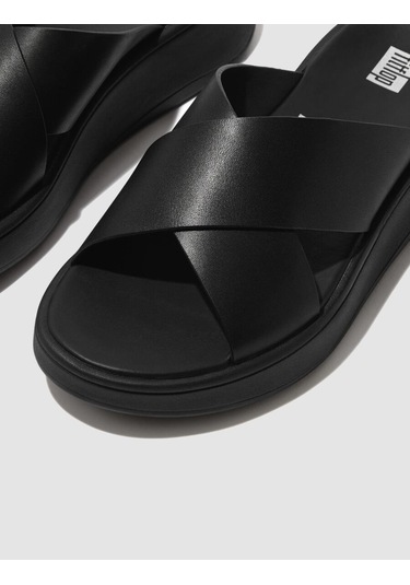 Fitflop F-mode Fw5 Hakiki Deri Siyah Kadın Çapraz Bantlı Terlik Siyah