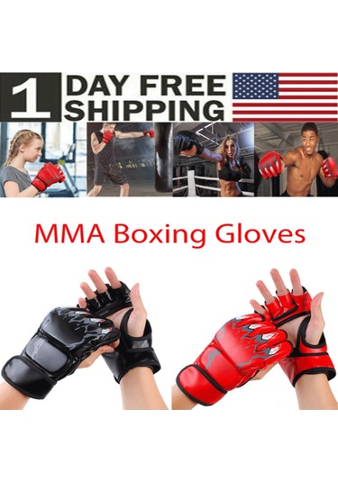 Moveevo Erkek Kadın Yarı Parmak Boks Eldiveni - Sert Lastik Malzeme, Eldiven Kolluk, Antrenman Savaş Sporu İçin Dayanıklı Ve Rakipsiz Tutuş Siyah