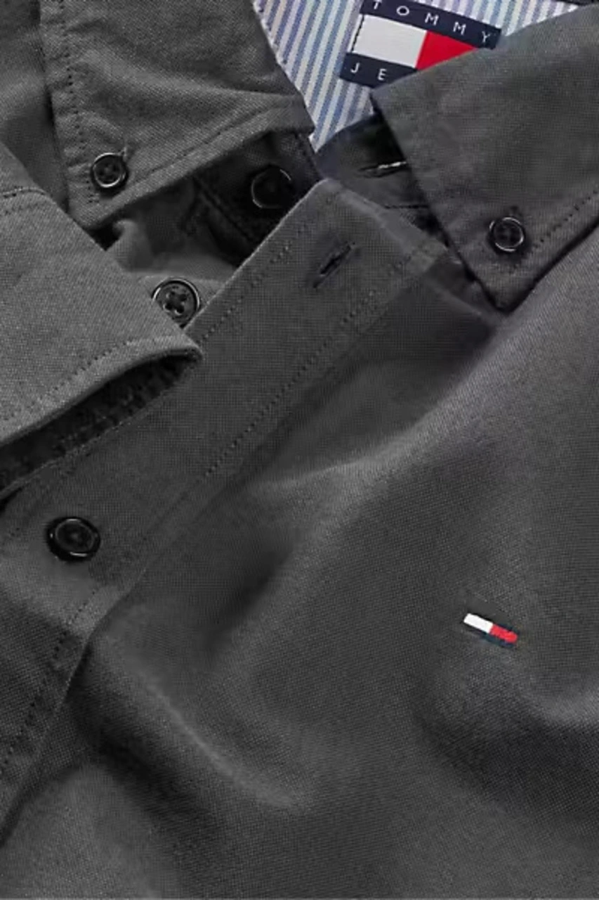 Erkek Regular Fit Düğmeli Yaka Oxford Gömlek - Siyah-10980 Triple Black