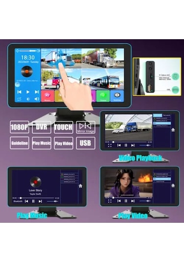 10,36 İnç 4k Dokunmatik Ekran Fm Usb Mp5 Mirrorlink Dvr Kamerasız