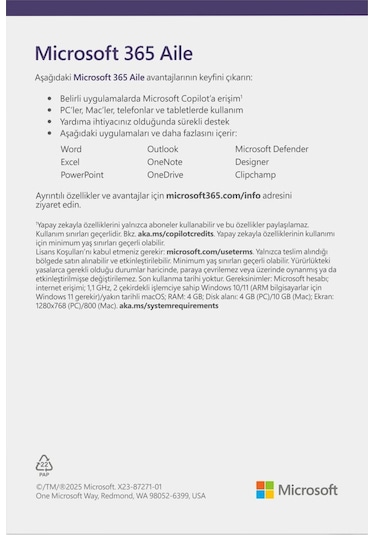 Microsoft Office 365 Aile Ep2 - 36884 Türkçe Kutulu Ofis Ppofmıc0033