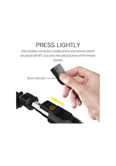 Kangvka K10 Çelik Ayarlanabilir Selfie Çubuğu - 360 Döner Telefon Tutucu, 7.64-27.6 İn Uzunluk Aralığı, Siyah Siyah