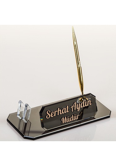 Midilli Altın Kristal Masa İsimliği Ofis Masa İsimlik