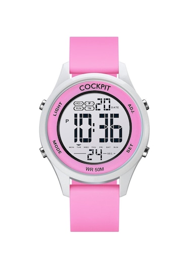 Cockpıt Ck-3758pk Pembe Silikon Kordon Dijital Kadın Kol Saati Beyaz