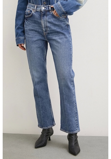 Never More Yüksek Bel Boru Paça Jean Mavi Mavi