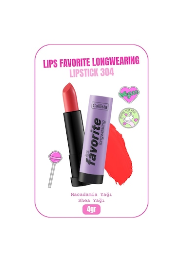 Callista Lips Favorite Longwearing Lipstick Kalıcı Ruj 304 Tangerino