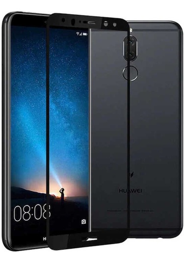 Huawei Mate 10 Lite Tam Kaplayan Tamperli Cam Kavisli Tam Korumalı Davin 5d