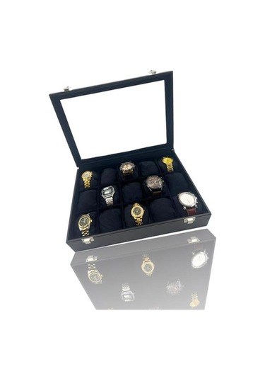 Richbo x 15'li Saat Kutusu Siyah/alcantara Süet