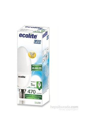 Ecolite 10'Lu Paket E14 Led Buji Ampul 5W G.Işığı Sarı Işık