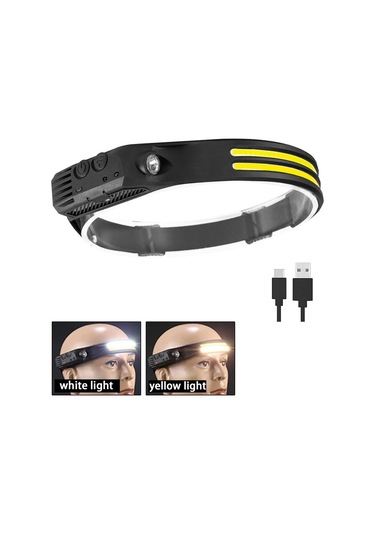 Longrıverşarj Edilebilir Led Sensörlü Kafa Feneri 6 Modlu Kamp Ve Arama Işığı Changeable Siyah Beyaz Kırmızı Mavi Yeşil Sarı Siyah Beyaz Kırmızı Mavi Yeşil Sarı