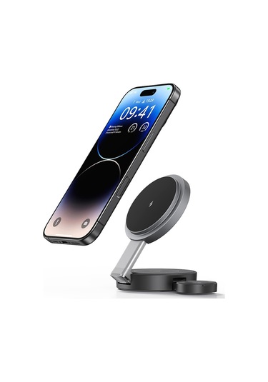 Usams Cd234 Katlanır 3'ü 1 Arada Manyetik Kablosuz Hızlı Şarj Cihazı Siyah
