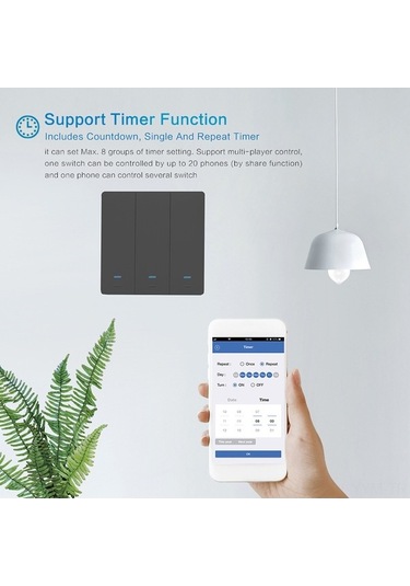 Novahub Akıllı Wi-fi Anahtarı - Google Asistan Uyumlu, Dokunmatik Ve Ses Kontrollü Anahtar Siyah, Dokunmatik Kullanımlı Siyah