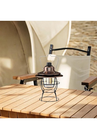 Suntek Led Kamp Feneri Piknik Acil Veranda Için Asılı Aydınlatma Bronz Kahverengi