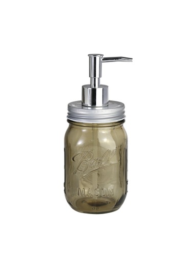 Cam Sıvı Sabunluk,çiçek Desenli Kahverengi 8x8x10cm 420ml