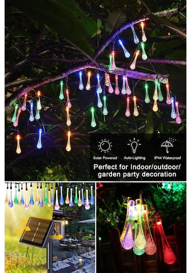 Trendpoint Solar 30 Ledli Su Damlası Model 8 Modlu Güneş Enerjili Çok Renkli