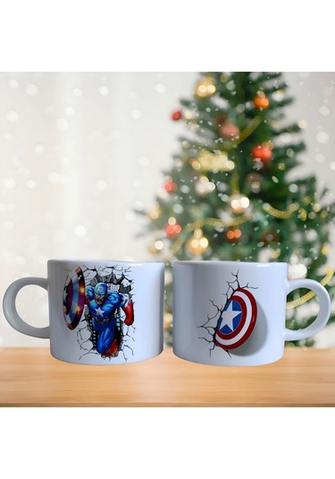 Kaptan Amerika Porselen Fincan / Kupa -mug 742 Beyaz