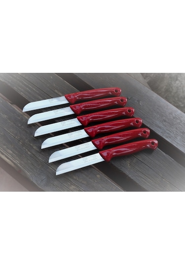 Solingen Delikli-Ttl Tırtıklı Meyve-sebze Bıçağı 1.Kalite 12 Adet Kırmızı